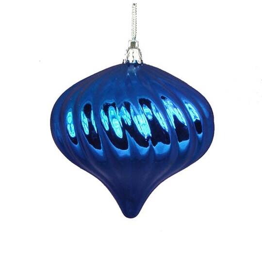 4ct Shiny Lavish Blue Swirl Shatterproof Onion Ornaments